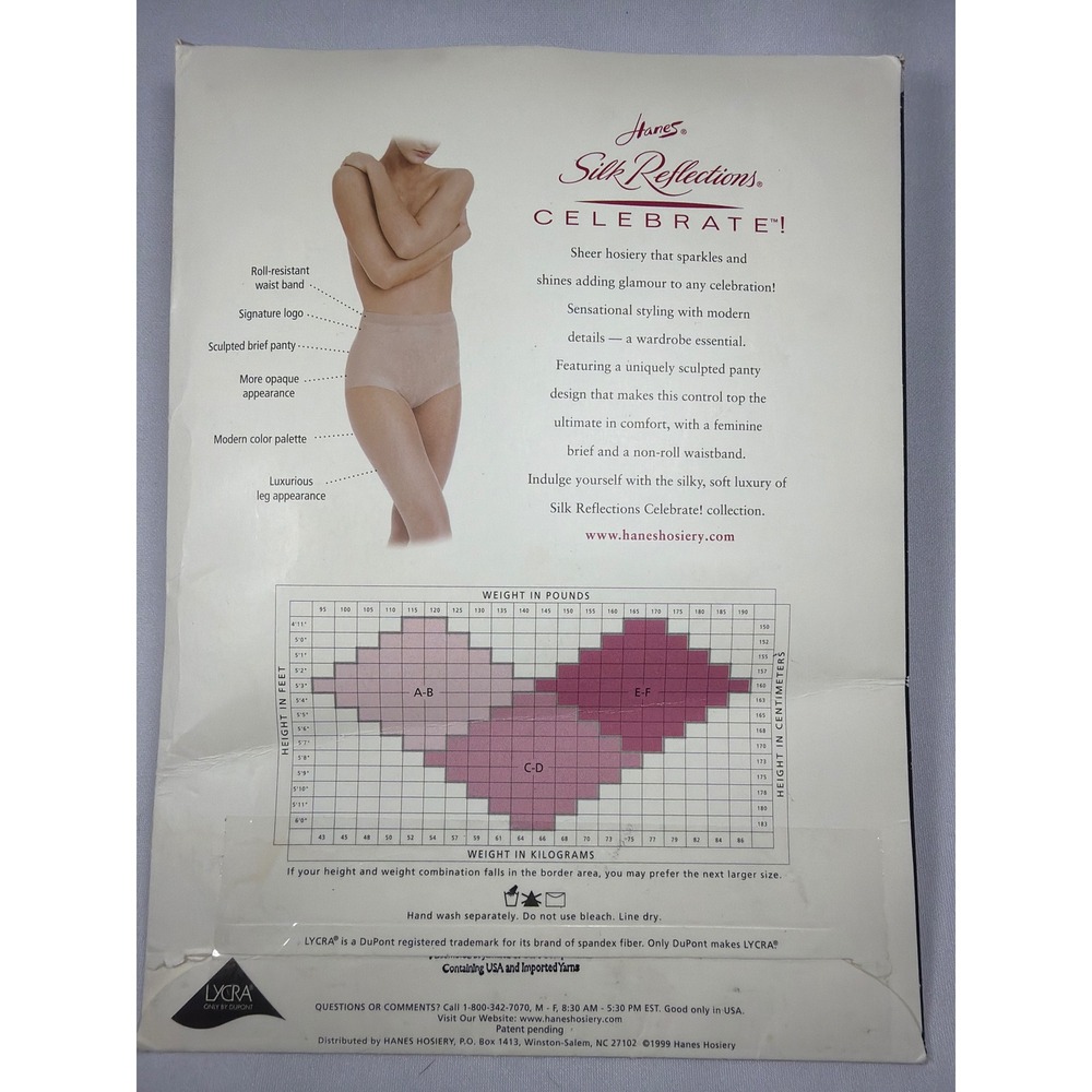 Hanes Silk Reflections Celebrate Sparkle Tights Women AB Silver Sandalfoot VTG - Picture 2 of 8
